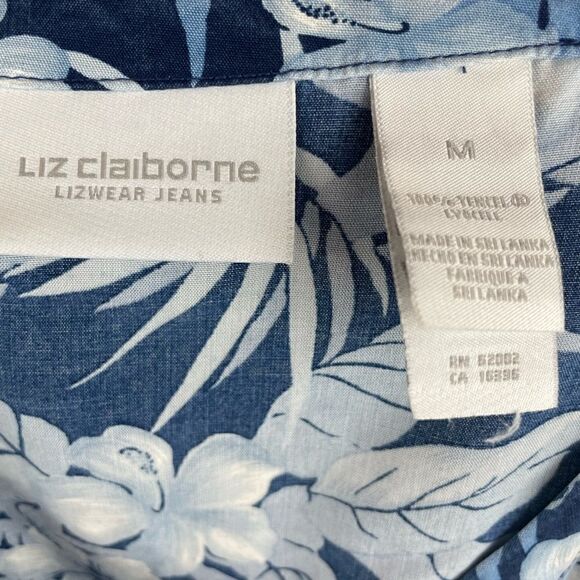 Liz Claiborne Cropped Floral Tencel Button Down Top Size M - Picture 6 of 6